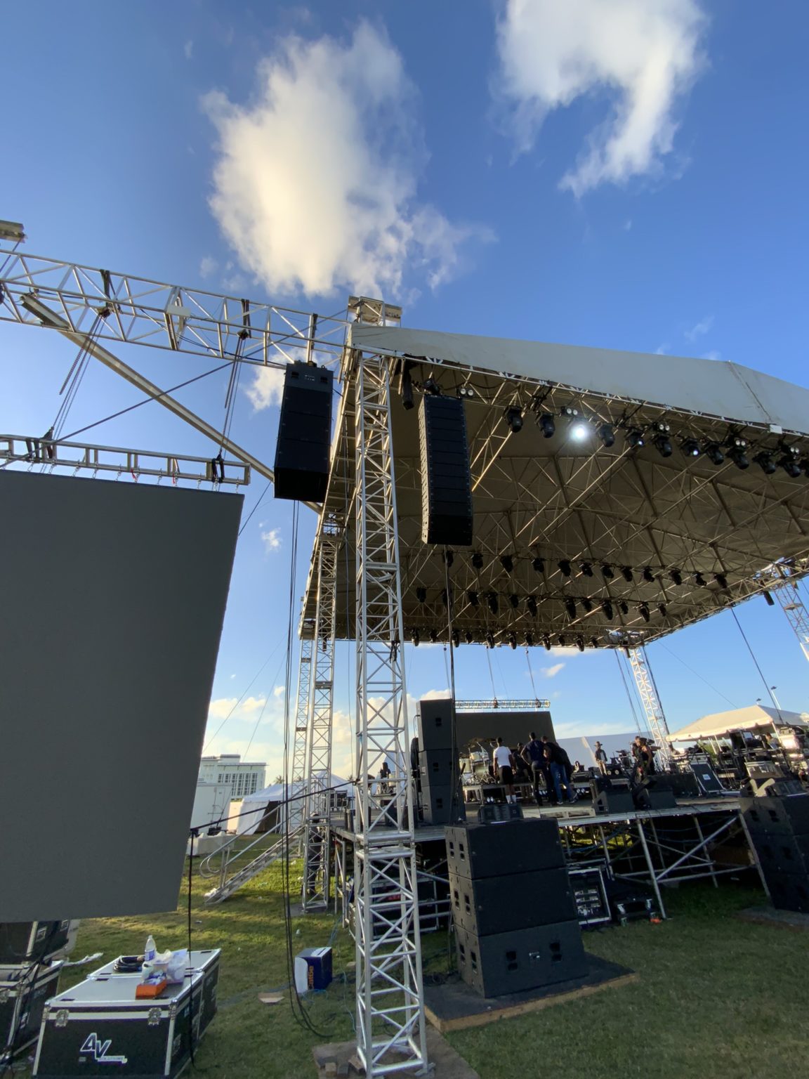 Touring Staging with line array and video wall