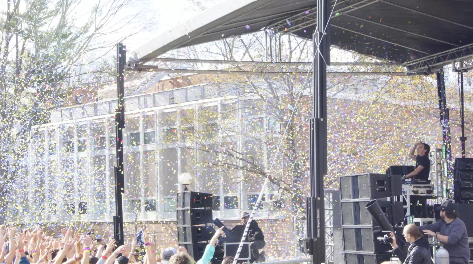 Confetti Cannon Trinity Collage Spring Weekend Stage