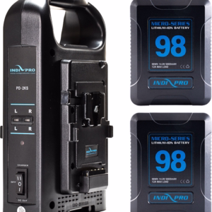 IndiPro 2PSKTDC 2x Micro-Series 98Wh Li-Ion V-Mount Batteries and Dual V-Mount Battery Charger Kit