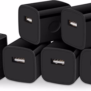 Black USB Wall Plug Adapter Charger Block Cube