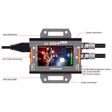 Lumantek LUM-EZ-HSV+ HDMI to SDI Converter with 2.7 Inch TFT LCD Display and Scaler