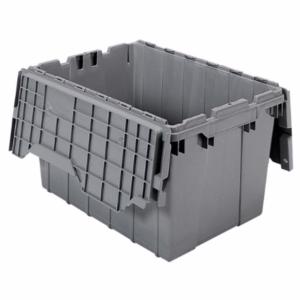 Plastic Storage Tote with Hinged Attached Lid, (27-Inch L by 17-Inch W by 12-Inch H